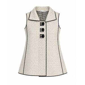Habitat Womens Quilted Vest Cream Black Lagenlook inspired Small